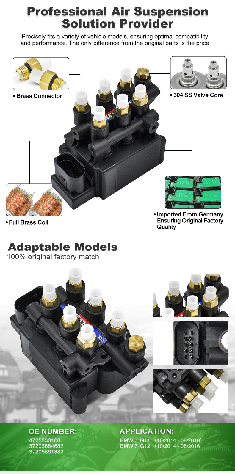 OEM Air Suspension Solenoid Valve Block OE 37206884682 Reliable Performance Factory Direct Supply manufacture