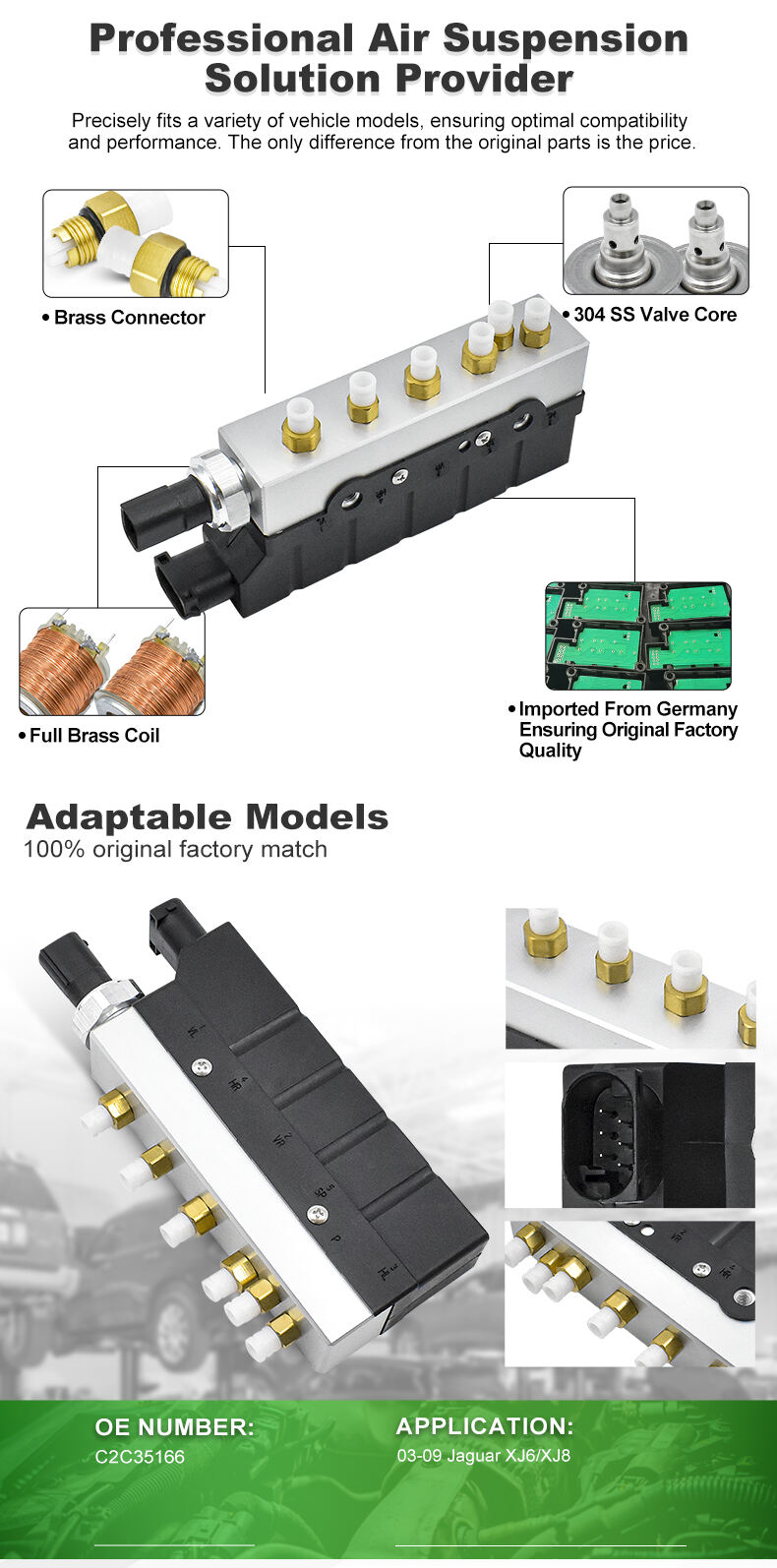 Genuine Air Suspension Valve Block OEM Replacement Enhanced Vehicle Dynamics C2C35166 details