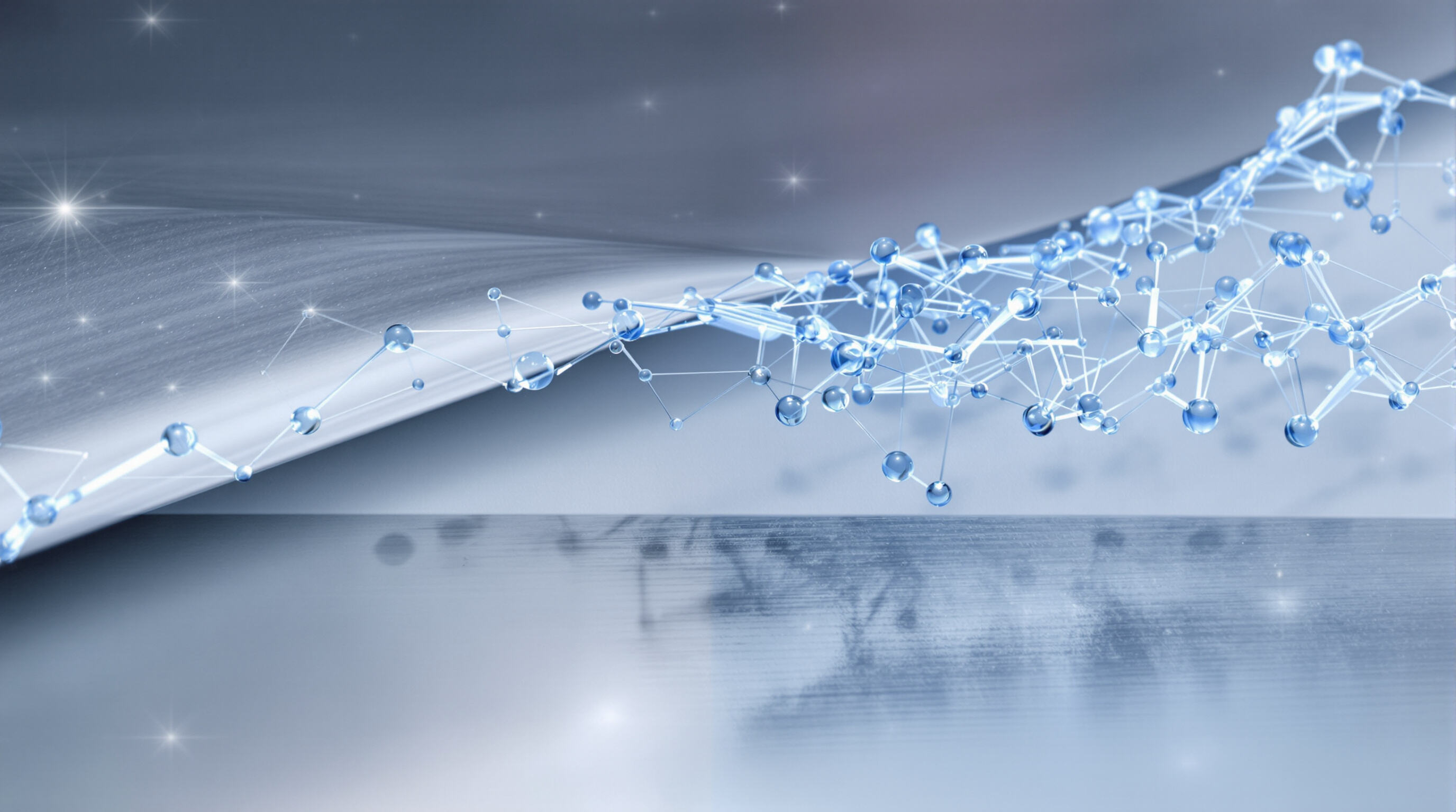 Close-up view of flexible ink polymer network forming strong bonds on metallic and paper surfaces