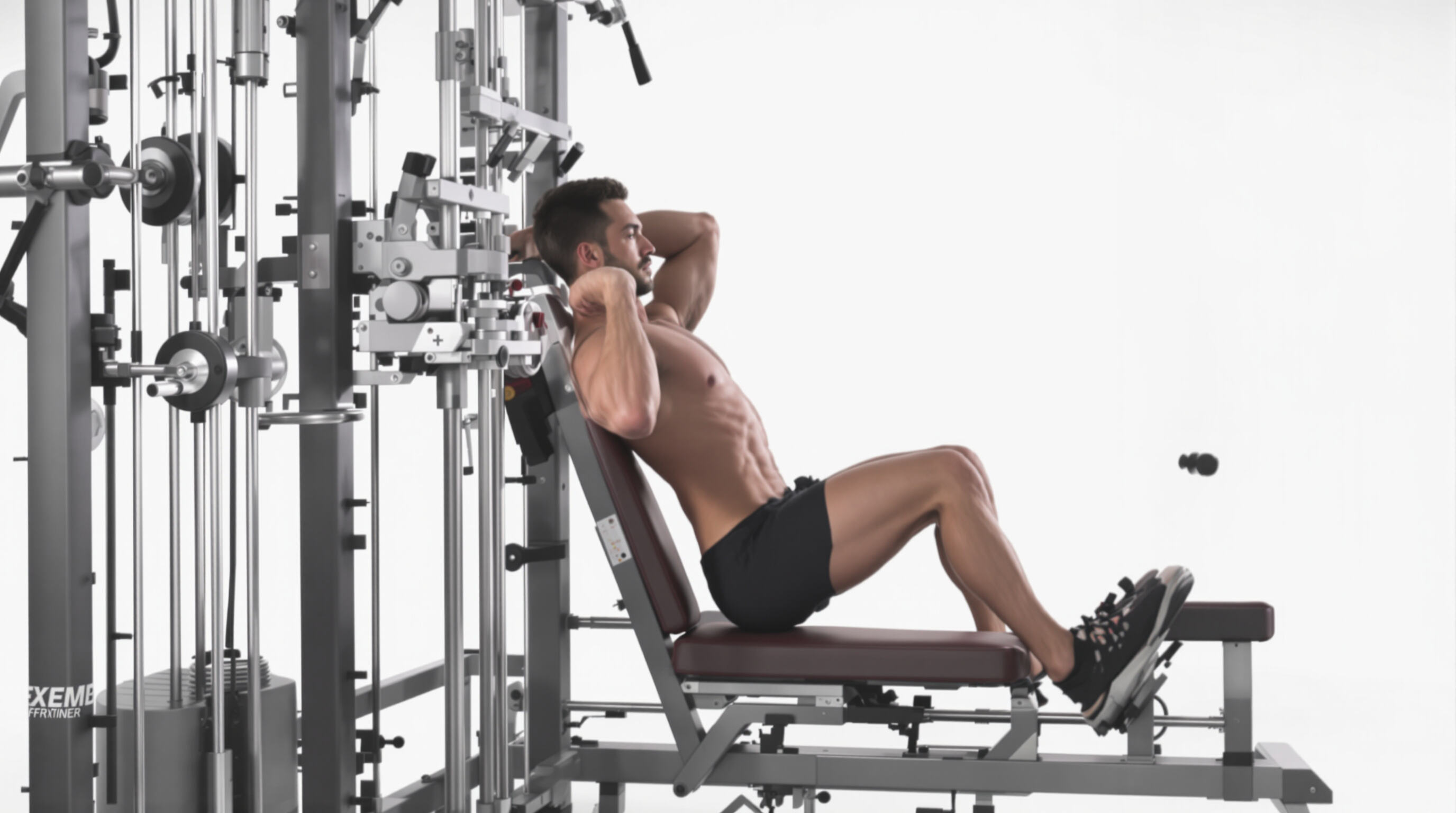 Athlete using biomechanically optimized strength equipment for dynamic movement with visible joint alignment