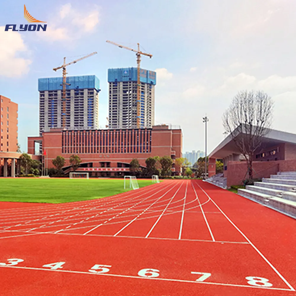 Red Rubber Running Track In A Stadium