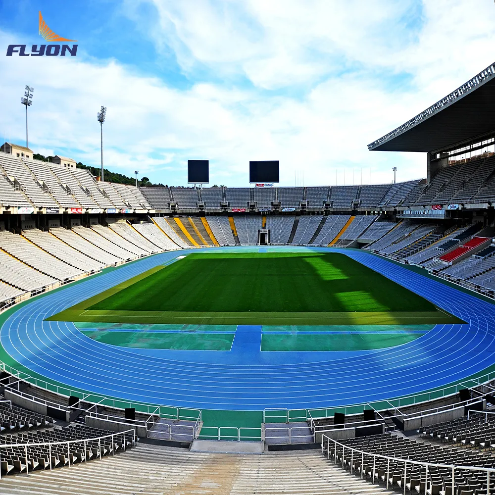 Blue Running Track In Stadium