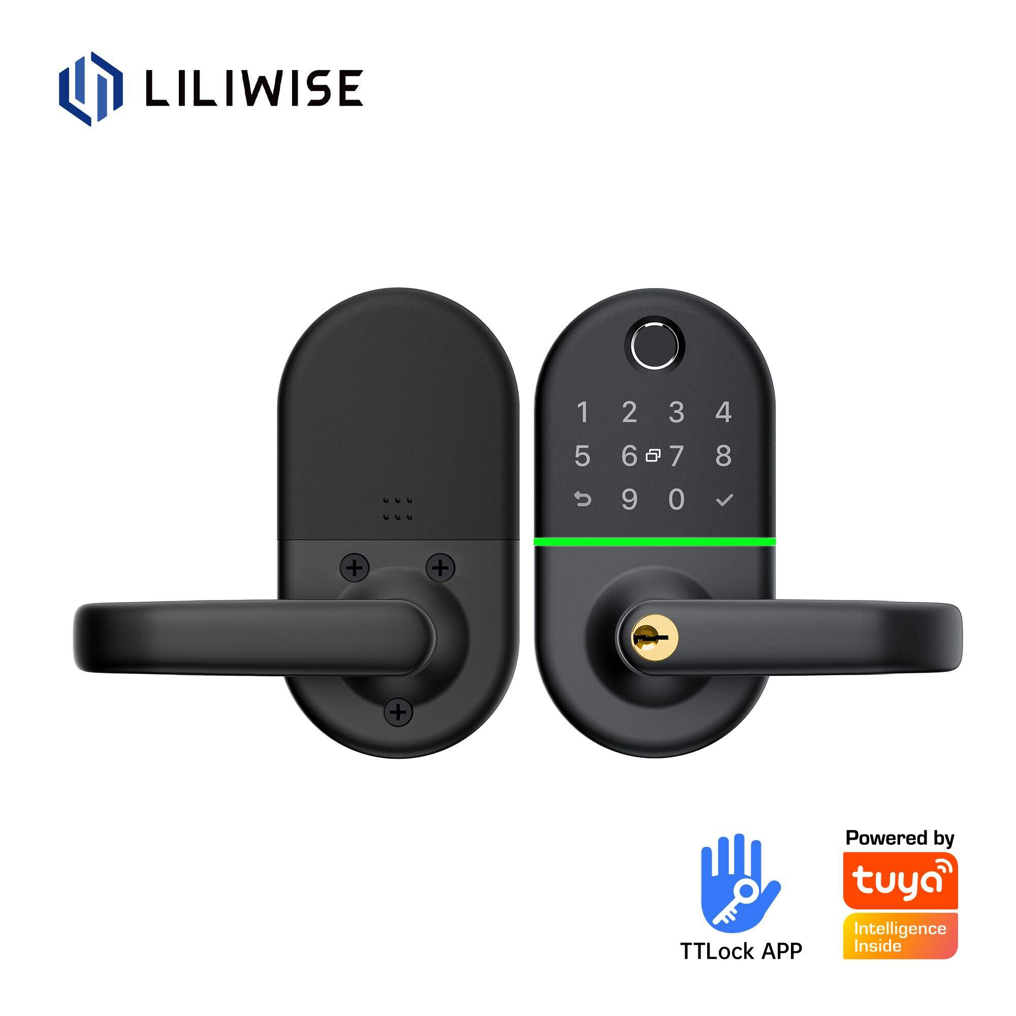 Liliwise Smart Keypad Door Lock with Wifi Bluetooth Fingerprint APP Black_H13