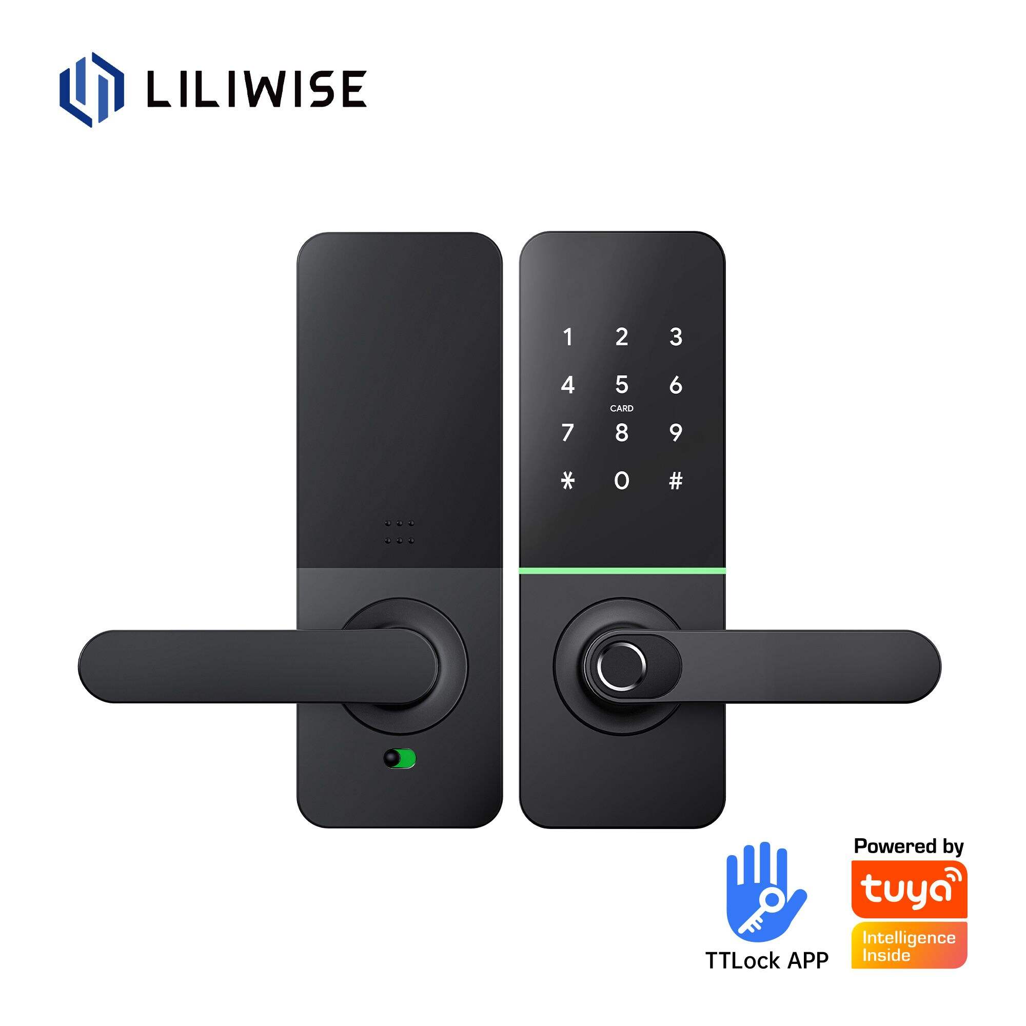 Liliwise Ttlock Tuya Smart Lock Door Handle with Fingerprint Bluetooth Wi-Fi 