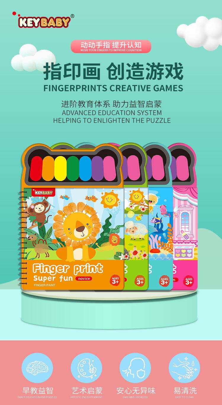 KEYBABY Custom Printing Funny Educational Drawing Finger Painting Water Coloring  Learning Books For kids factory