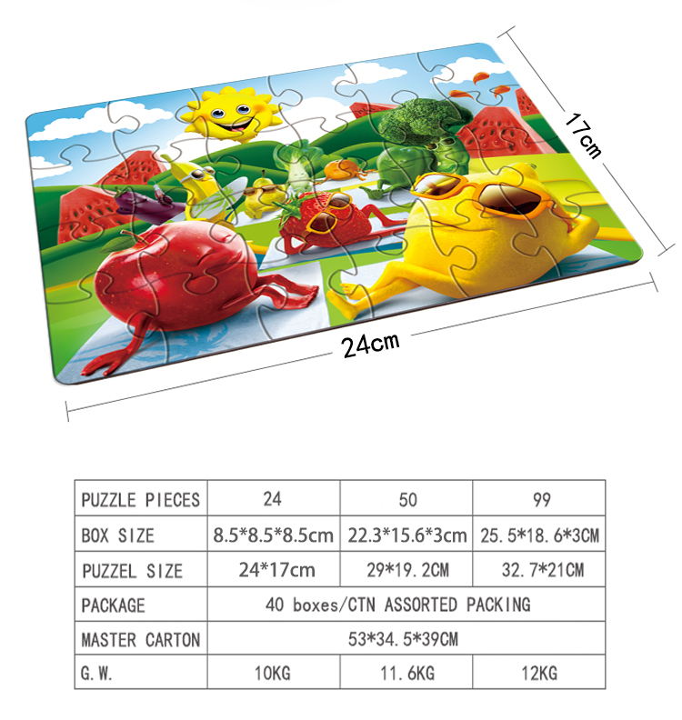 Customized Keybaby Educational Cute Coloring Animal Cartoon Playing Games 24 Pieces Jigsaw Puzzles Set Children Toys For Kids details