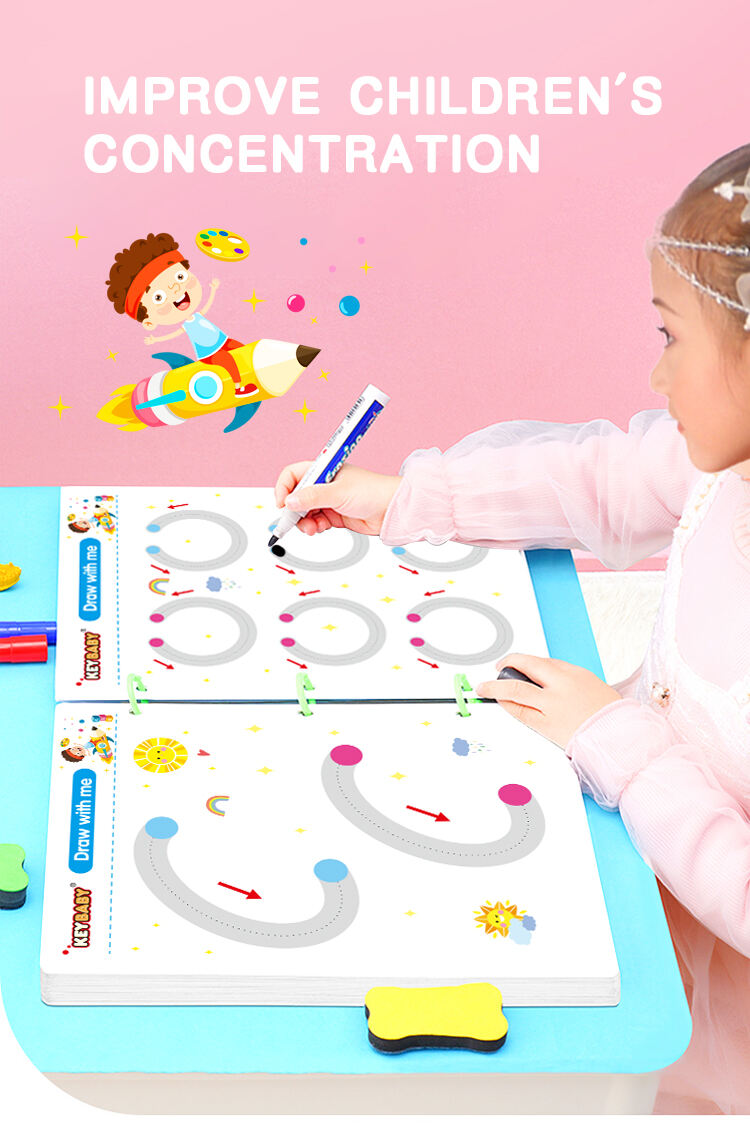 Keybaby Custom reusable dry erase dot to dot books for kids pen control training books set printing service supplier