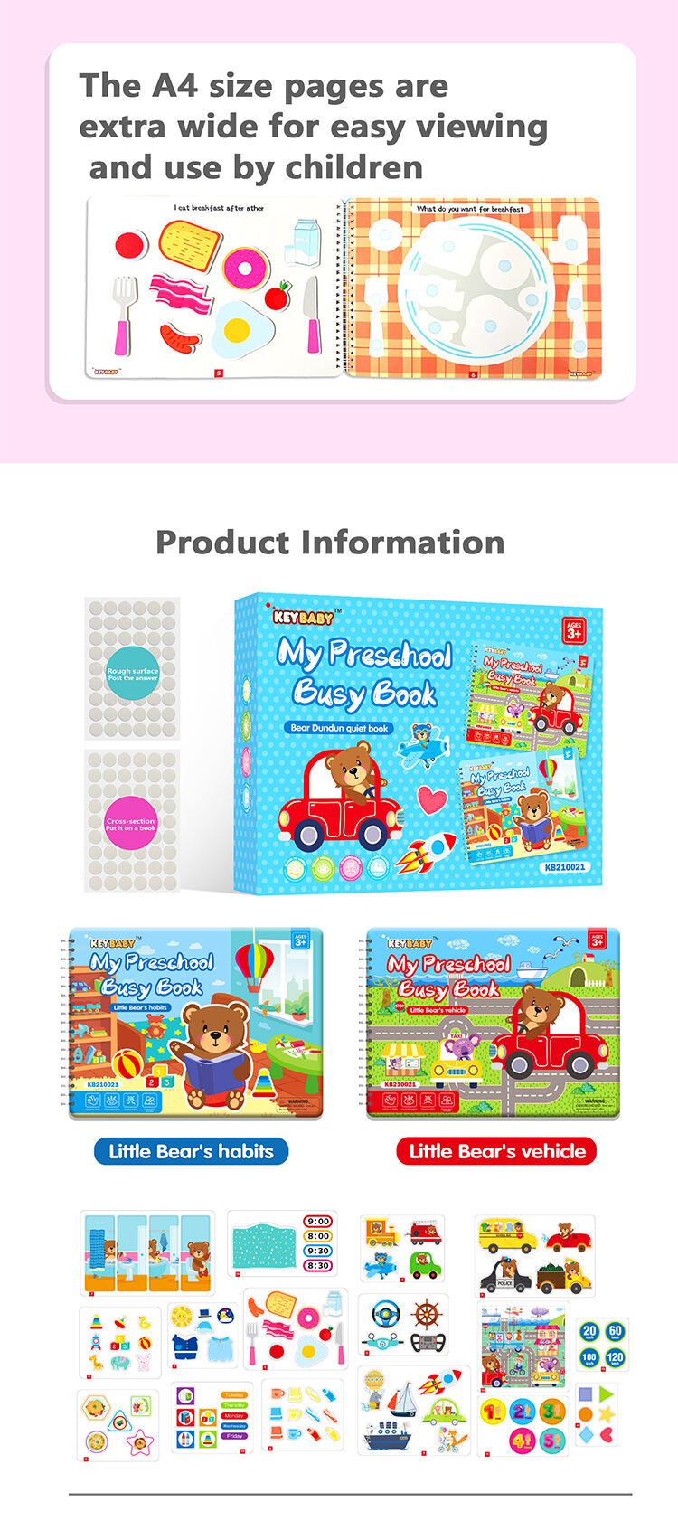 KEYBABY 2pcs/set Custom Educational Preschool Learning Toys Baby Soft Activity Busy Books details