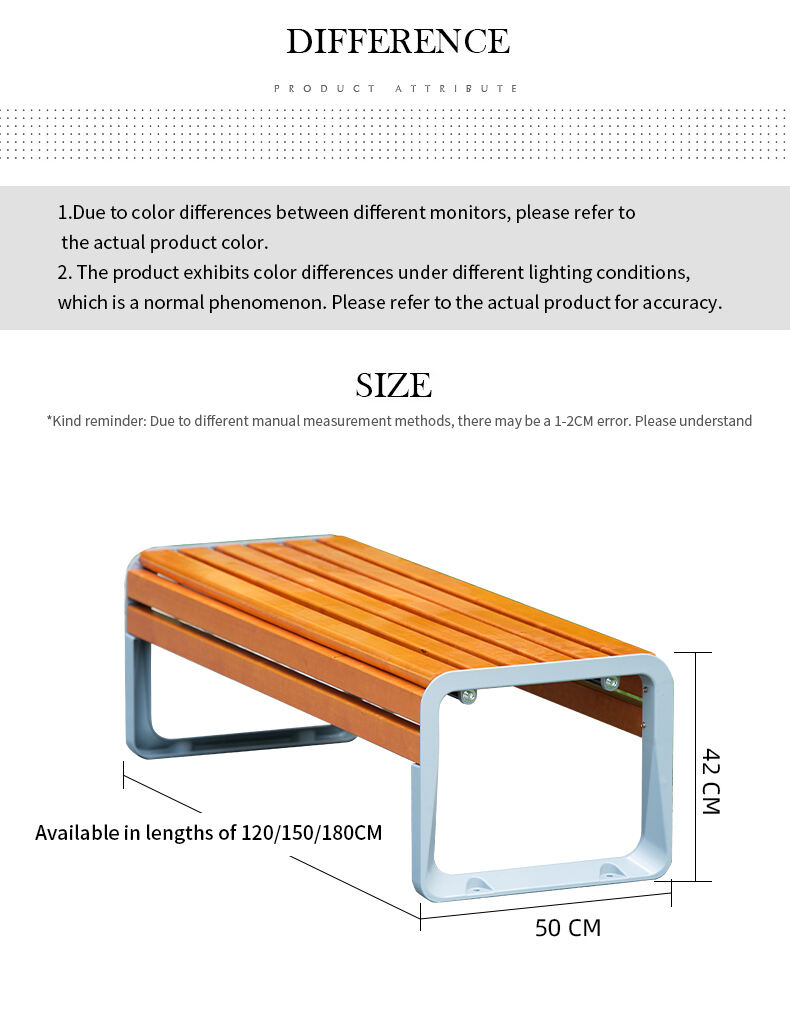 product modern anticorrosive outdoor wood bench chair without backrest for patio garden or school durable aluminium material-71