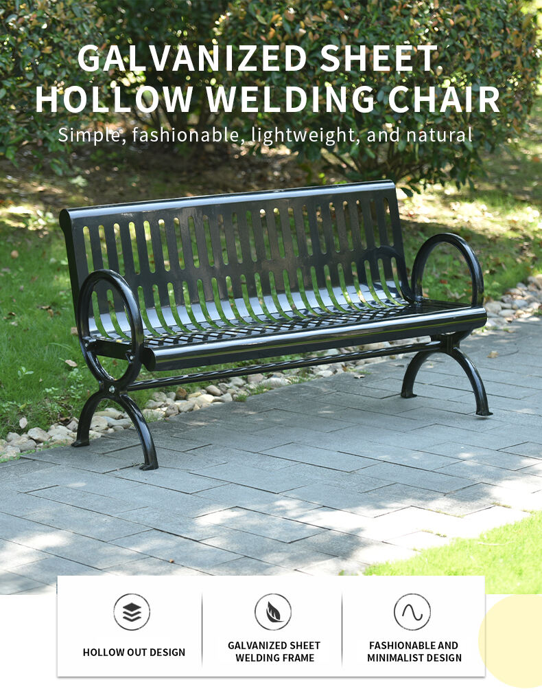 product galvanized steel outdoor iron park bench for patio stylish  durable garden furniture-59