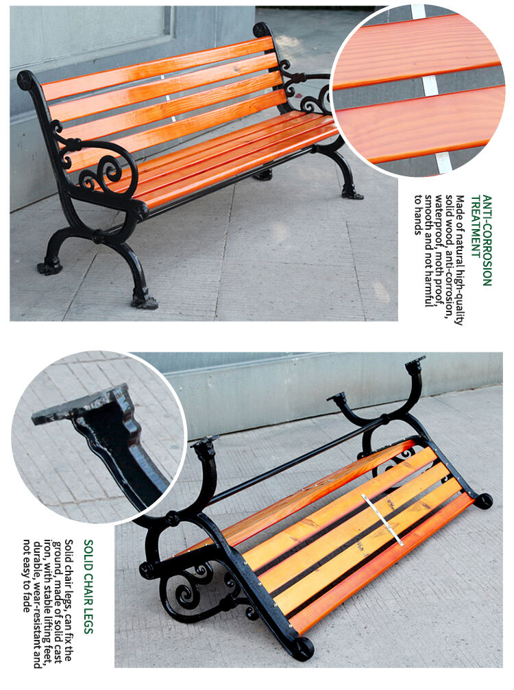 product outdoor park chair bench antiseptic wood bench with   backrest-63