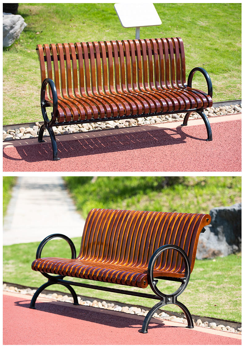 product outdoor furniture cast aluminium leg wood bench outside park wood composite bench seating out door garden patio chair bench-58