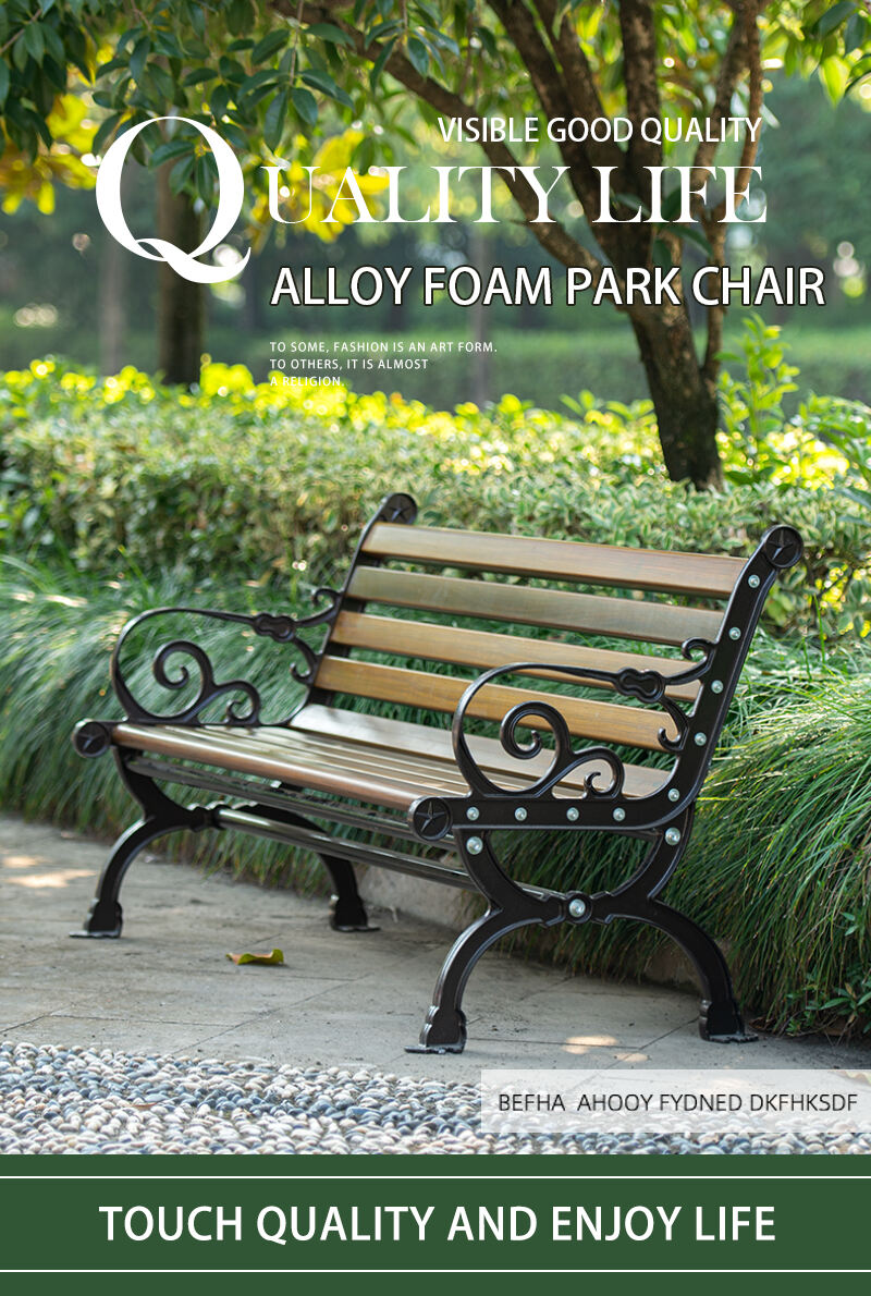 product outdoor park chairs bench patio seat cast aluminum alloy park chair bench with backrest-59