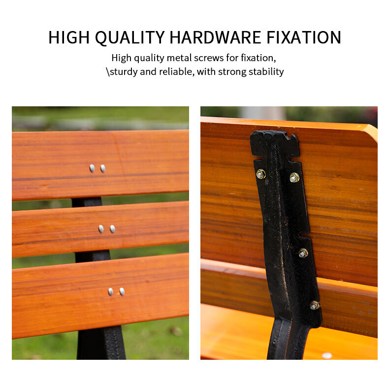 product outdoor anticorrosive bamboo wood leisure seat outdoor park chair bench patio double backrest bench-63