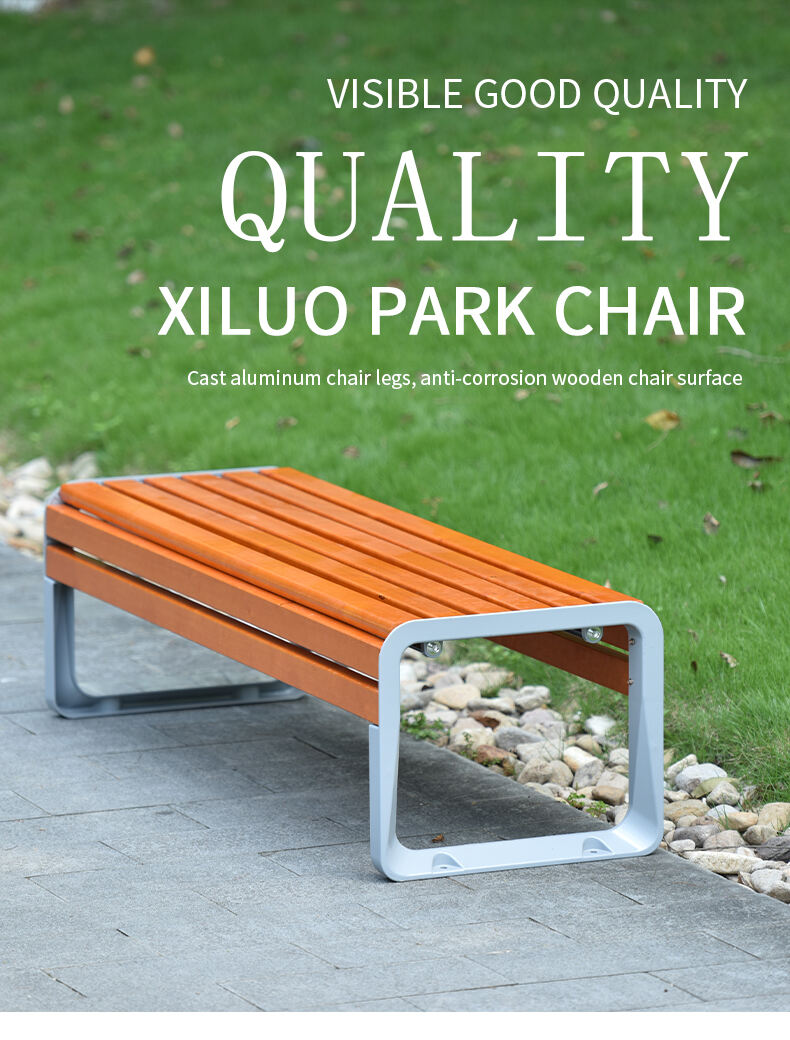 product modern anticorrosive outdoor wood bench chair without backrest for patio garden or school durable aluminium material170-59