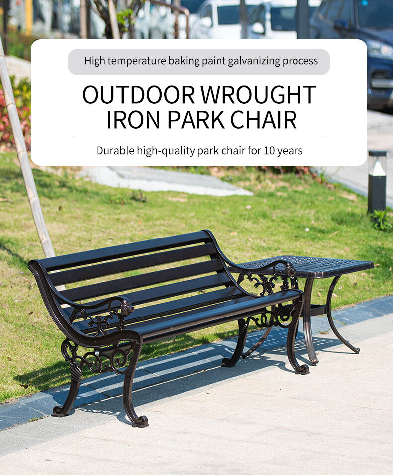 product aluminum alloy material park chair outdoor bench leisure seat with backrest for balcony garden park and patio-59