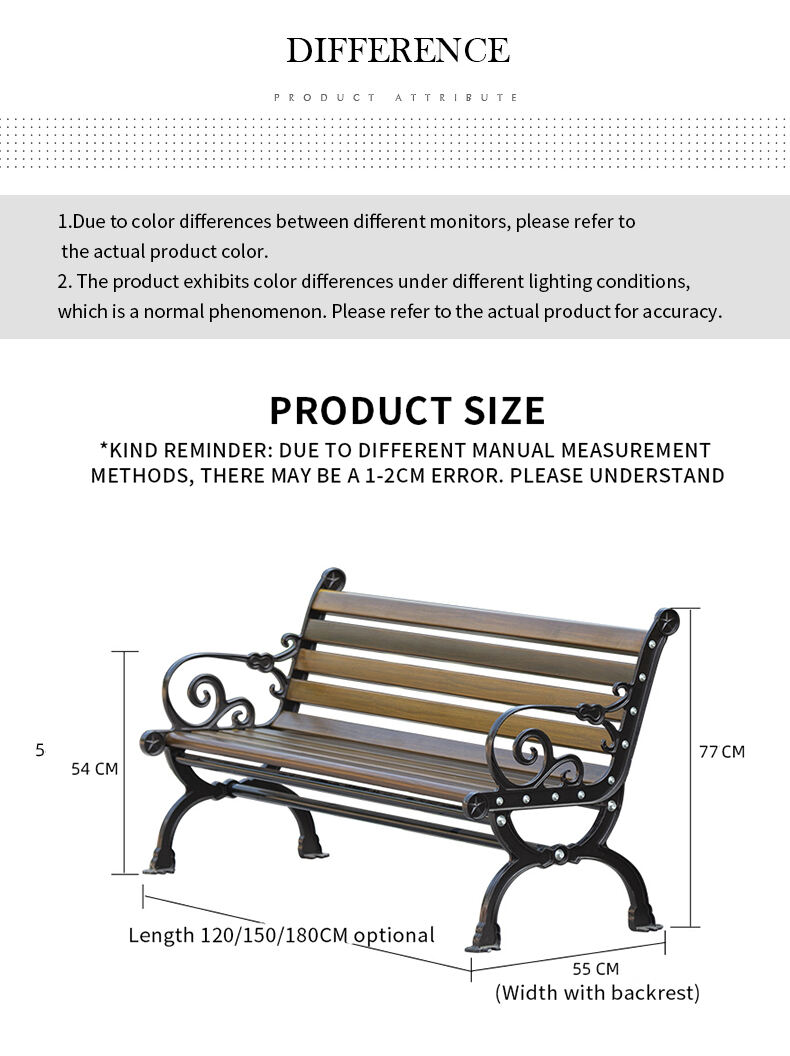 product outdoor park chairs bench patio seat cast aluminum alloy park chair bench with backrest-72