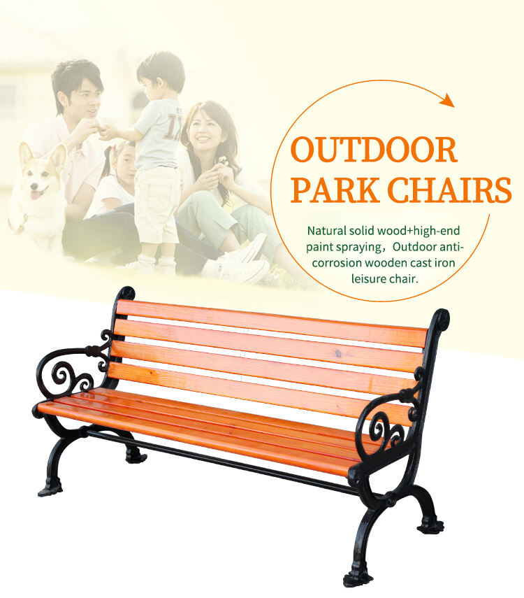 product outdoor park chair bench antiseptic wood bench with   backrest-59