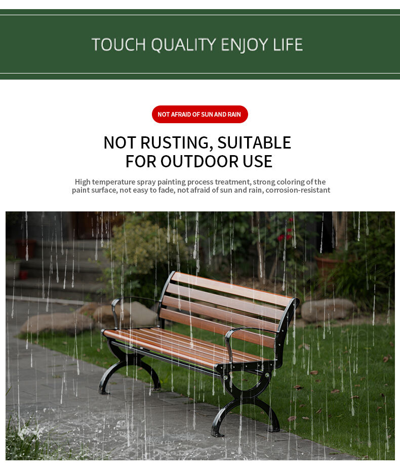 product modern outdoor park bench with backrest zinc alloy and wood for patio garden dining outdoor furniture-62