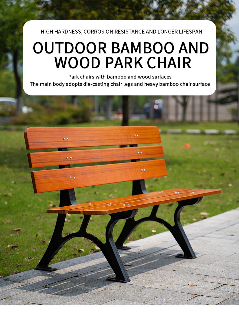 product outdoor anticorrosive bamboo wood leisure seat outdoor park chair bench patio double backrest bench-59