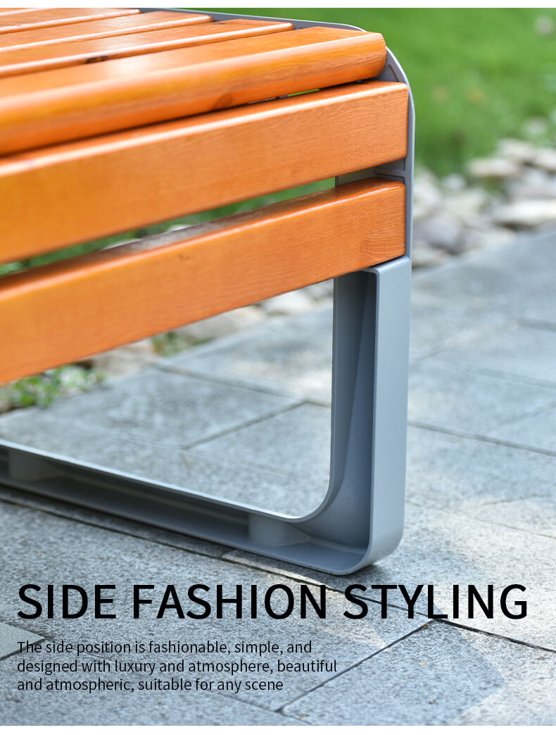 product modern anticorrosive outdoor wood bench chair without backrest for patio garden or school durable aluminium material-62