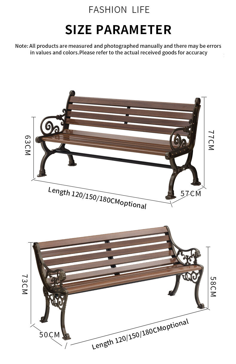 product high quality cast aluminum park bench outdoor park bench with backrest-71