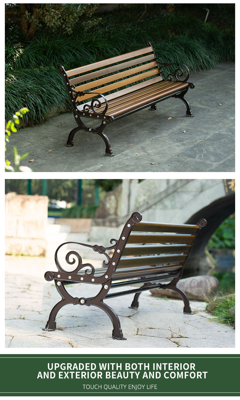 product outdoor park chairs bench patio seat cast aluminum alloy park chair bench with backrest-61