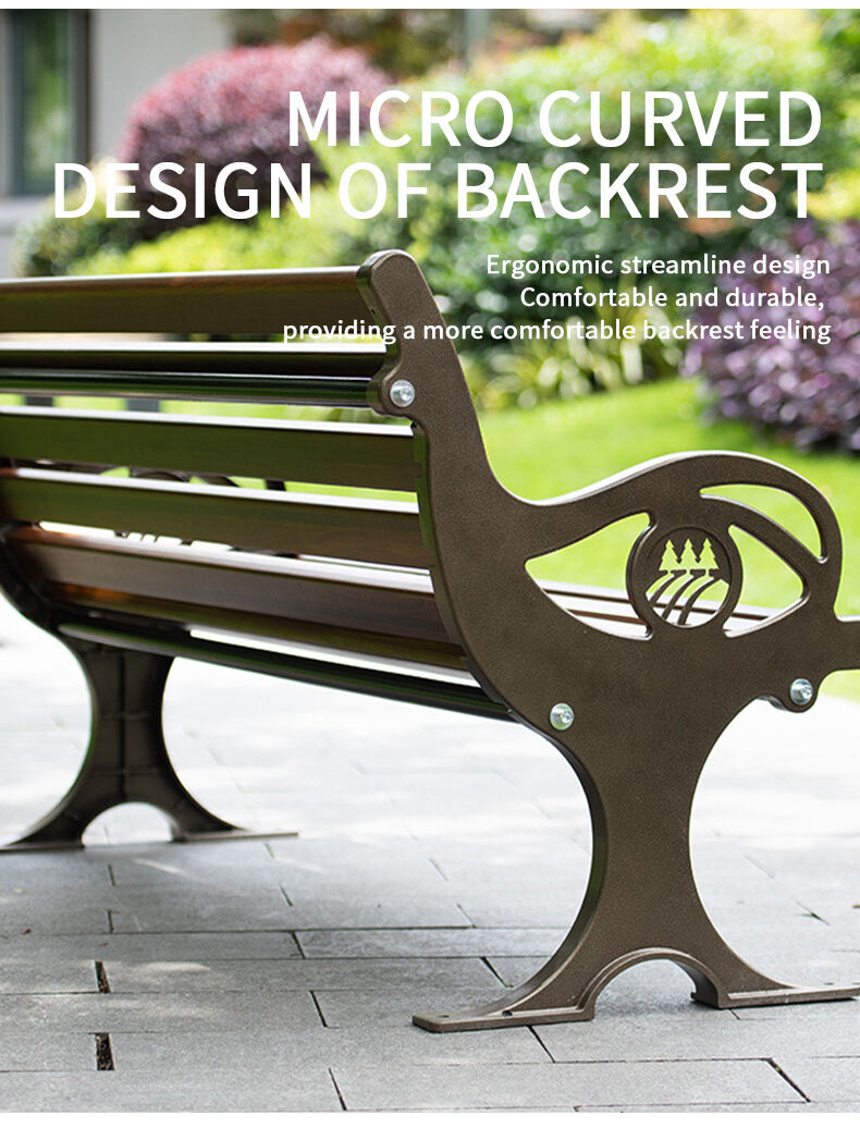 product modern wrought iron park bench with backrest zinc alloy outdoor bench for patio use-62