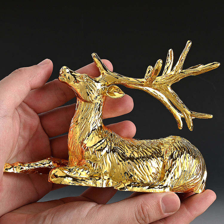 Home decoration 3D laser glass ball metal deer base manufacture