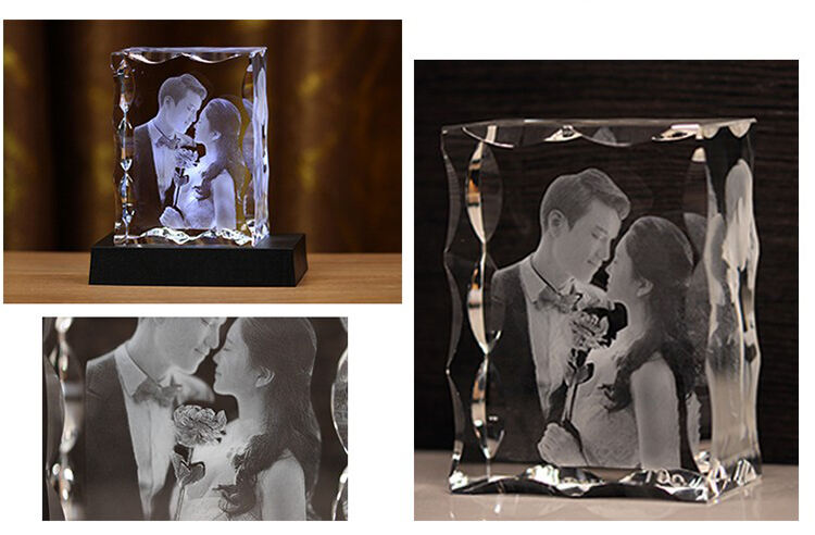 blank crystal cube custom k9 Personalized Crystal Photo led light base Shining 3D Laser Crystal craft Wedding gifts for couples details