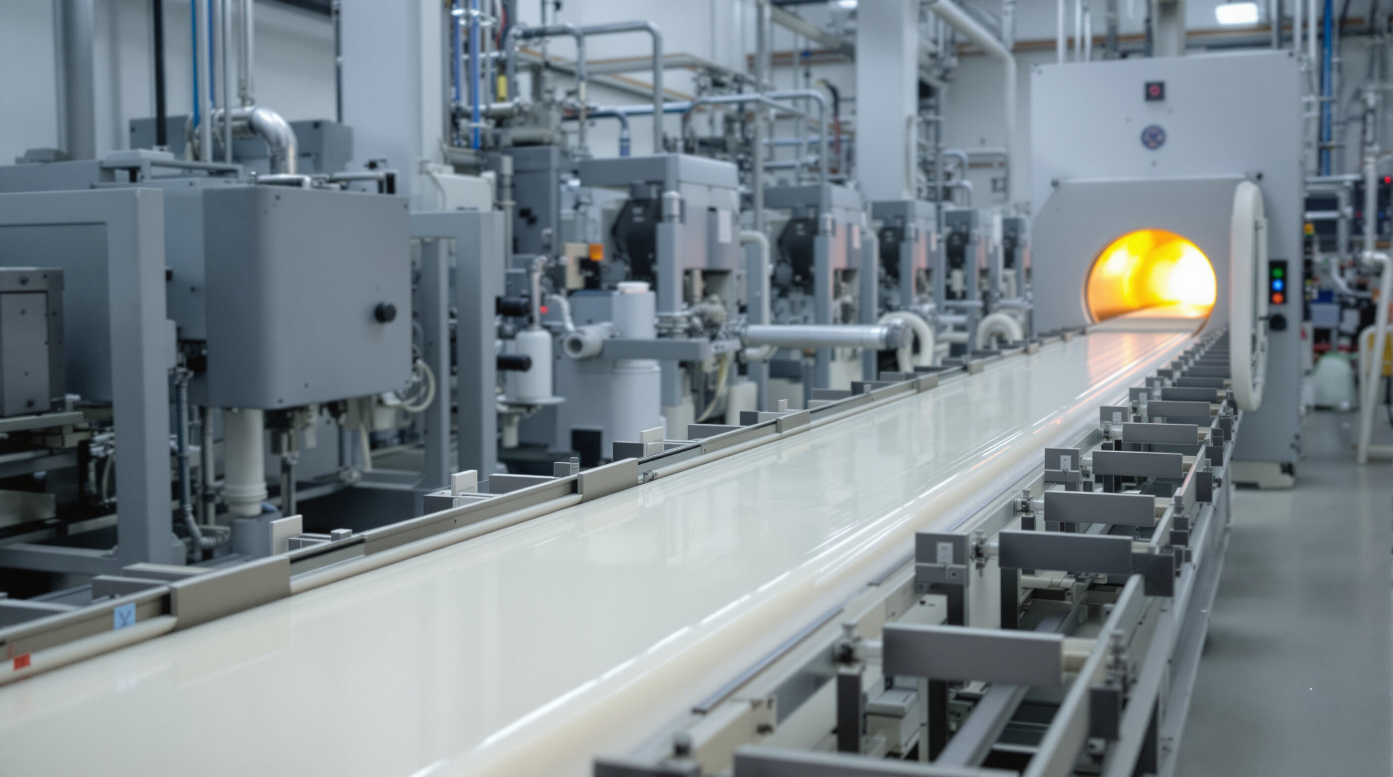 Silicone extrusion process with machinery and continuous profiles in a modern factory