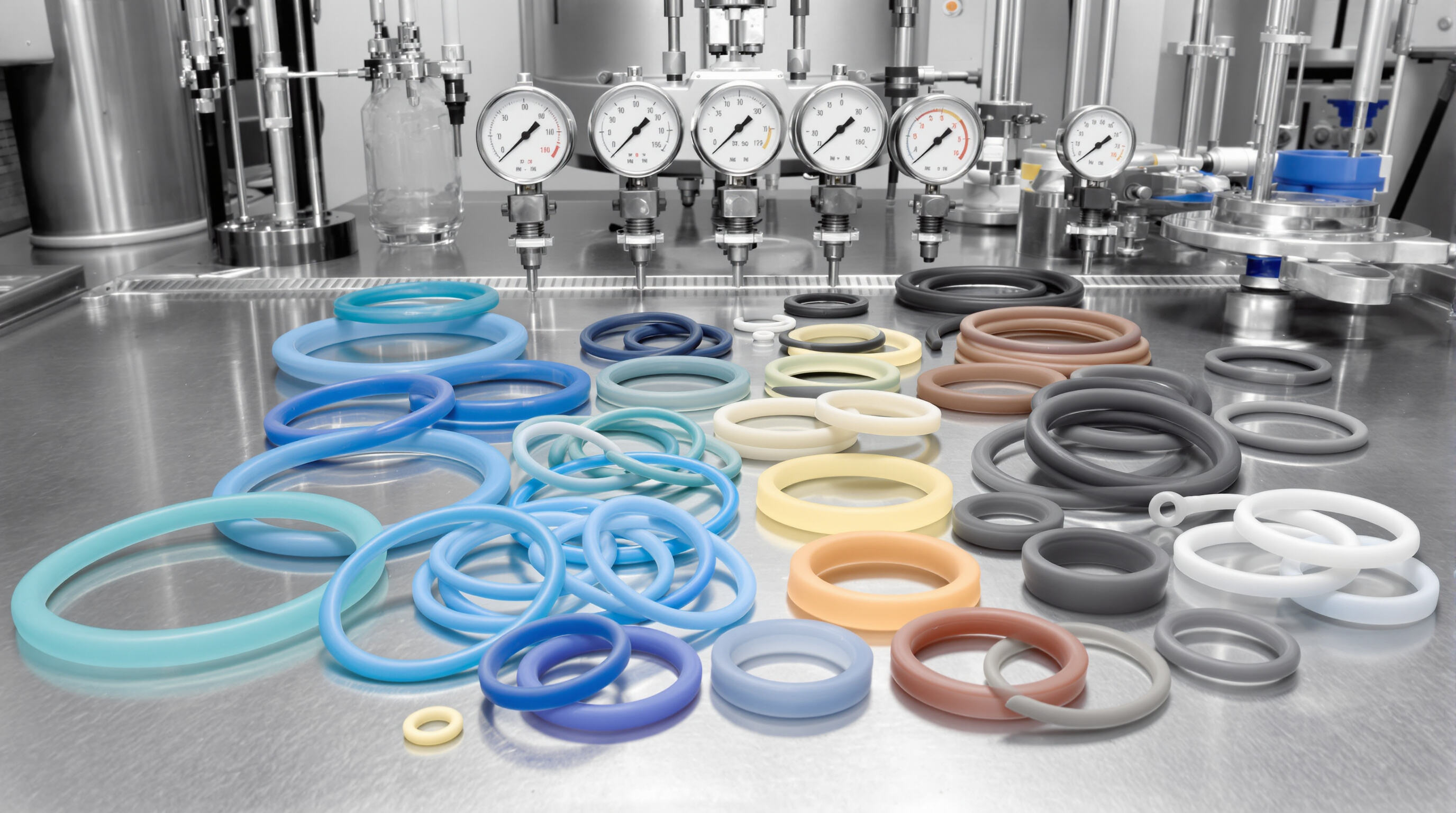 Comparative close-up of silicone and other O-rings being tested for thermal stress in a lab environment