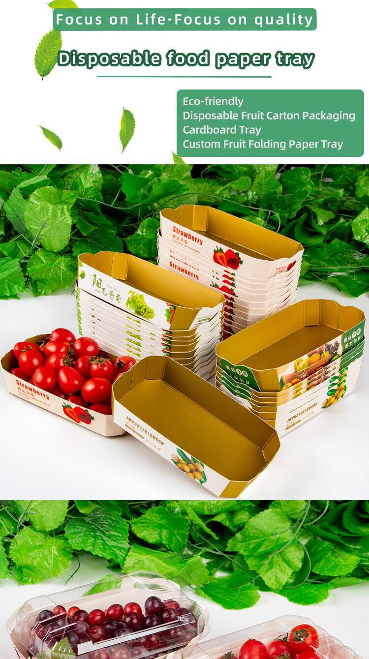 Fruit Packaging Box Grape Strawberry Cherry Boat Shape Creative Fruit Packing Paper Boxes 500g with lid fruit container supplier