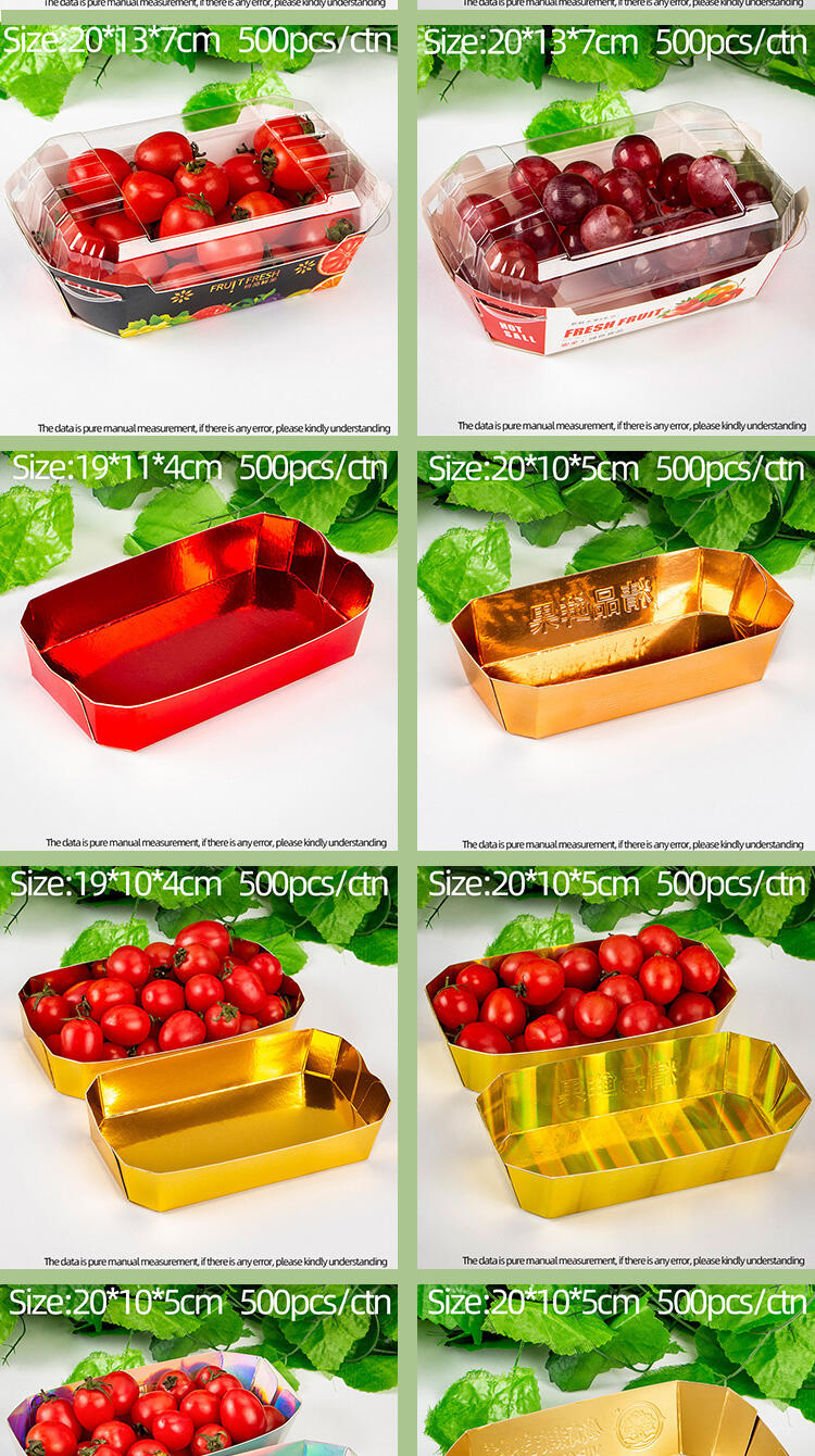 Fruit Packaging Box Grape Strawberry Cherry Boat Shape Creative Fruit Packing Paper Boxes 500g with lid fruit container manufacture