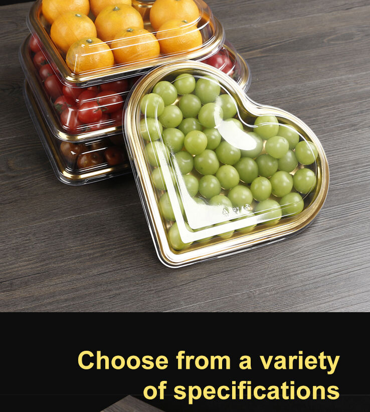 Factory producing cheap price Heart shape box golden 500g sushi fruit candy exquisite thickened with lid container supplier