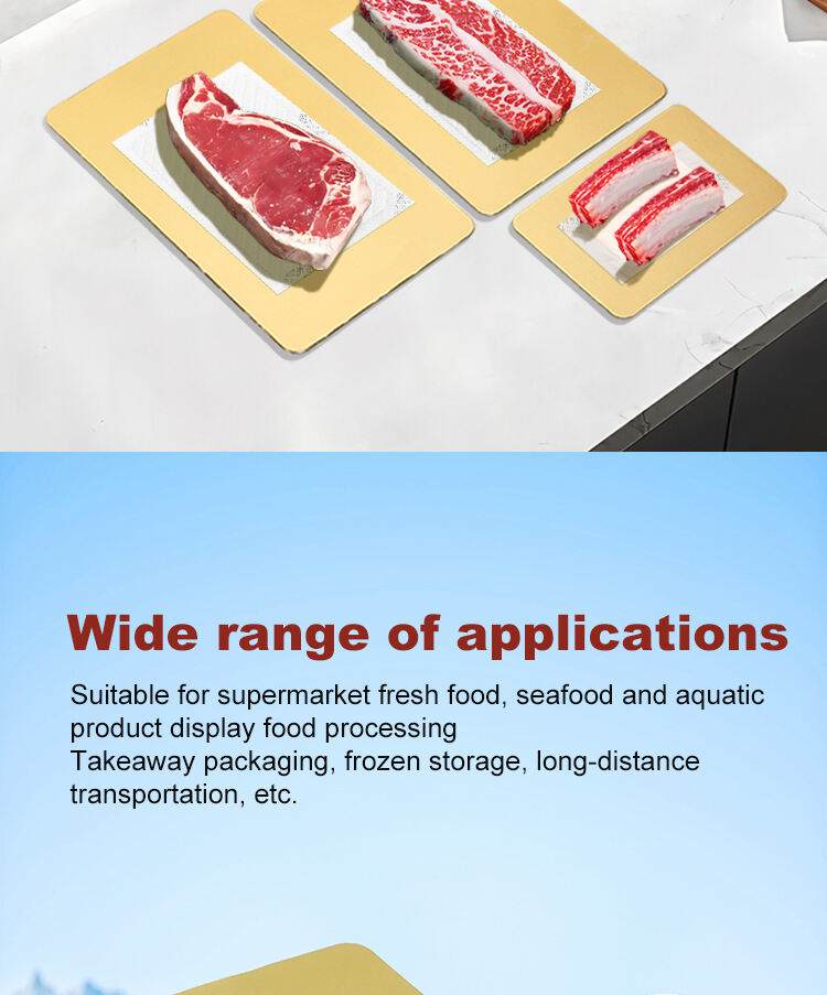 New Arrival Disposable Vacuum Laminated Gold Packaging Box Food Cardboard Salmon Raw Tray For Meat supplier