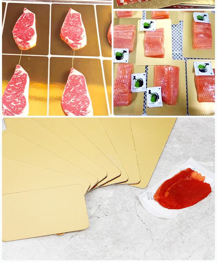 New Arrival Disposable Vacuum Laminated Gold Packaging Box Food Cardboard Salmon Raw Tray For Meat manufacture