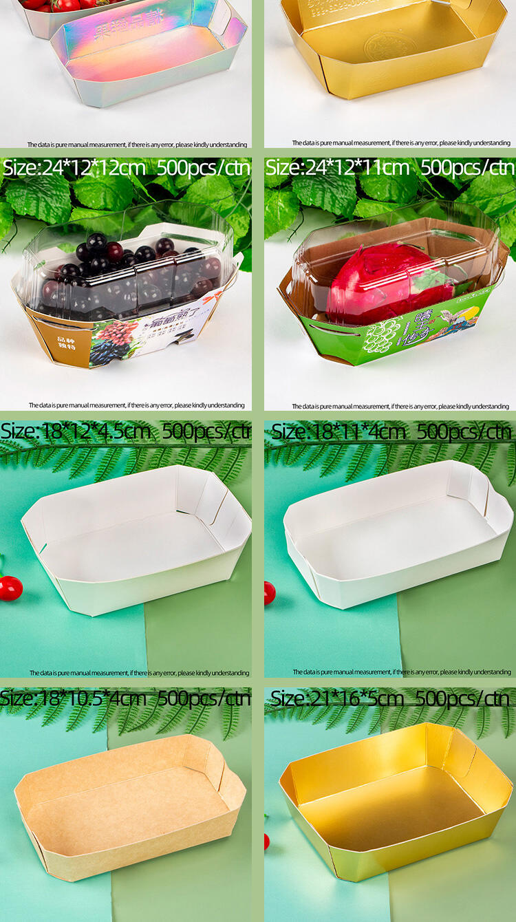 Fruit Packaging Box Grape Strawberry Cherry Boat Shape Creative Fruit Packing Paper Boxes 500g with lid fruit container factory