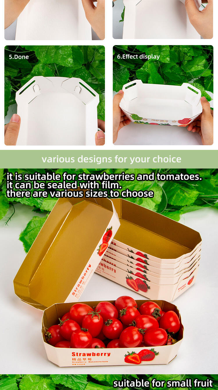 Fruit Packaging Box Grape Strawberry Cherry Boat Shape Creative Fruit Packing Paper Boxes 500g with lid fruit container details