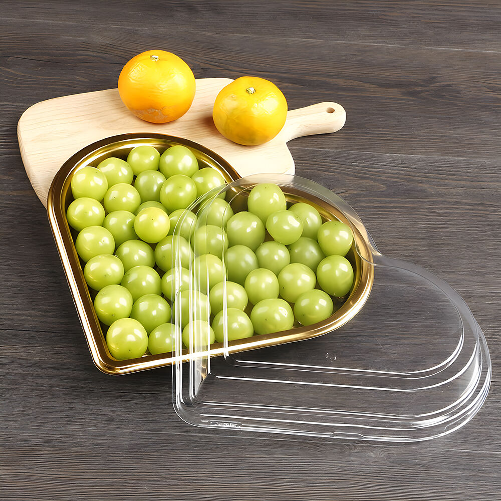 Factory producing cheap price Heart shape box golden 500g sushi fruit candy exquisite thickened with lid container manufacture