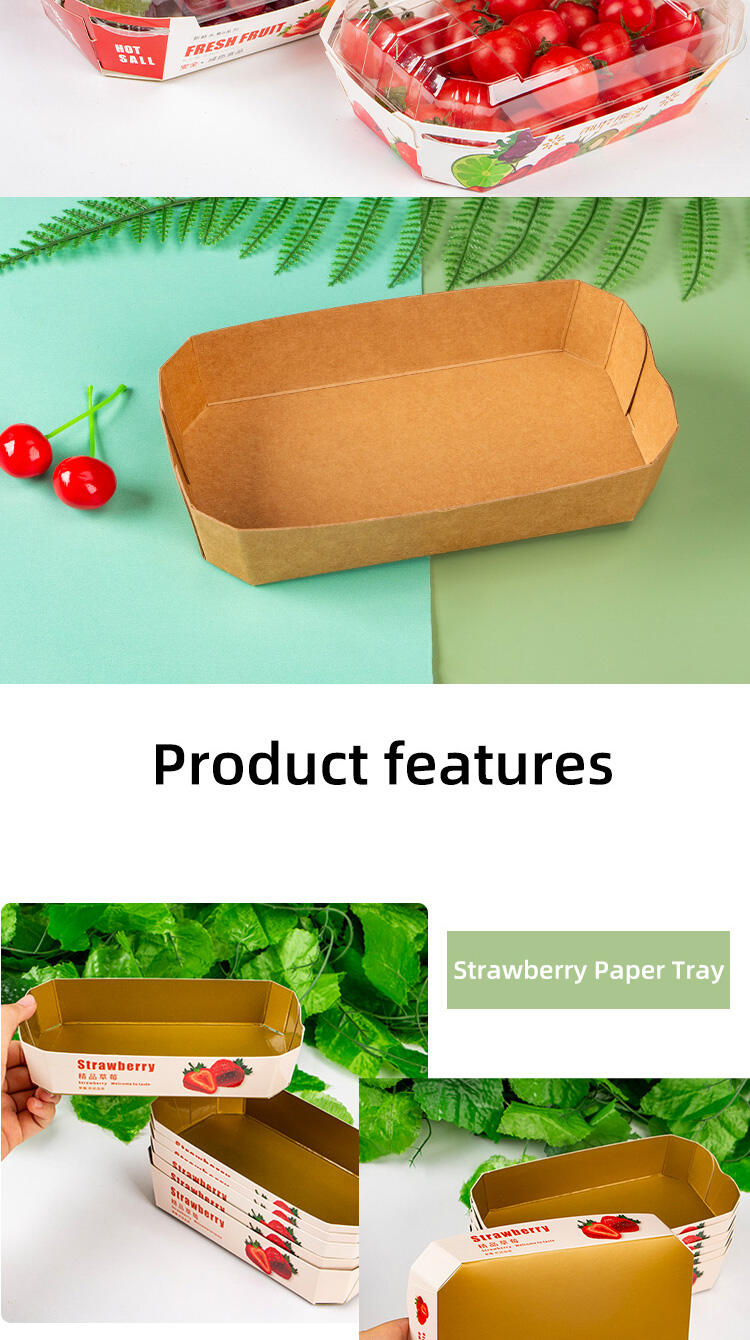 Fruit Packaging Box Grape Strawberry Cherry Boat Shape Creative Fruit Packing Paper Boxes 500g with lid fruit container supplier