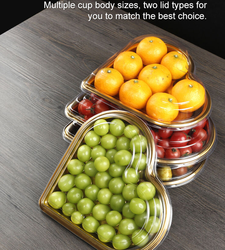 Factory producing cheap price Heart shape box golden 500g sushi fruit candy exquisite thickened with lid container details
