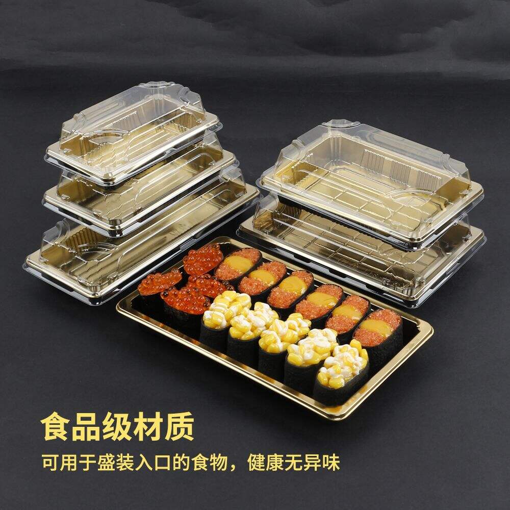 Gold design disposable plastic PET food grade take out takeaway tray container sushi togo box with anti fog