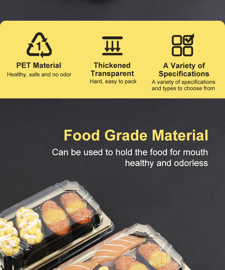 Good Quality Rectangular Gold with Cover Anti-Fog stackable Fancy Various Capacity Sushi Container supplier