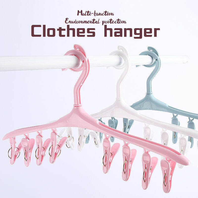 New Design Multifunctional PP Coat Hanger Wholesale Plastic Clothes Hanger Sock Hanger With 8 Clips supplier