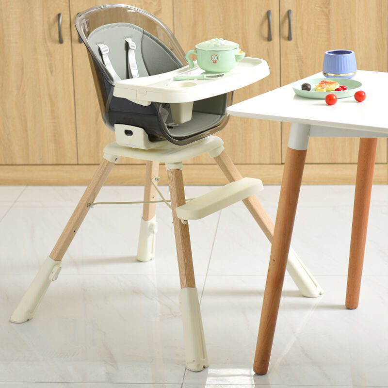 Rotating 360 Degree Plastic Baby Highchair Newest Design Kids Highchair Revolve Feeding Highchair Wooden Leg supplier