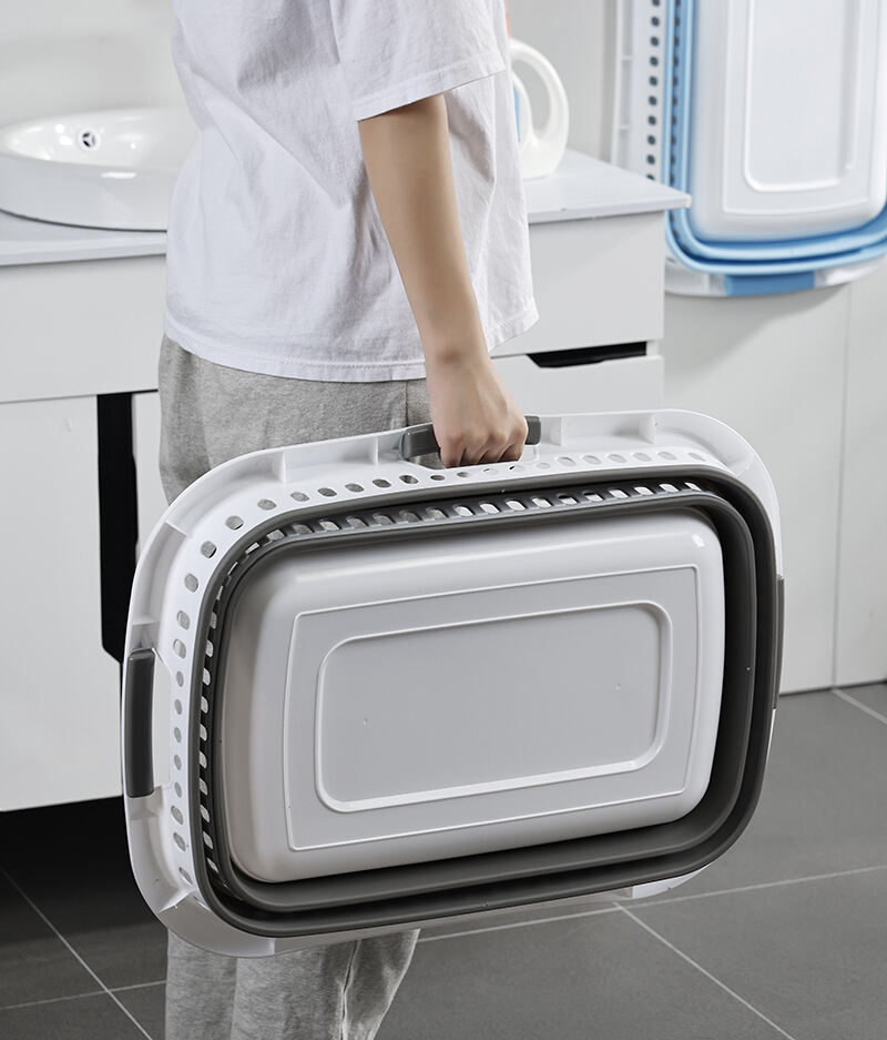 Big capacity collapsing laundry basket plastic foldable laundry basket 40L collapsible hamper supplier