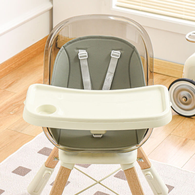 Rotating 360 Degree Plastic Baby Highchair Newest Design Kids Highchair Revolve Feeding Highchair Wooden Leg factory