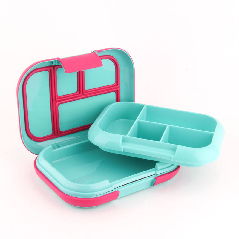 New Style Plastic Lunch Box 4 Compartment Bento Box Leakproof Plastic School Lunch Container Reusable supplier