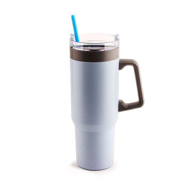 New Design Plastic Double Wall Tumbler With Handle Big Capacity Plastic Double Wall Cup BPA Free supplier